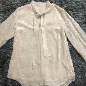 Michael Kors Tie-Neck Velvety Blouse Sz M